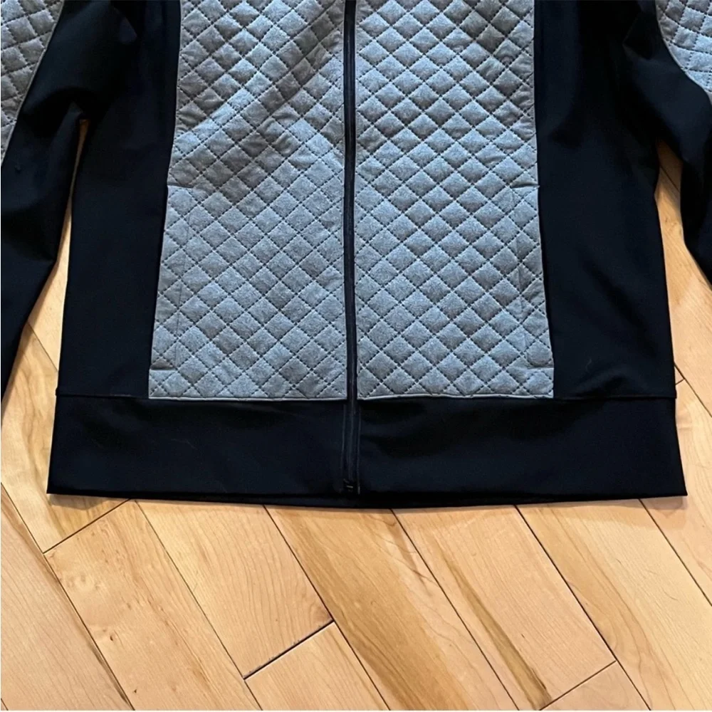Lucy Gray and Black Quilted Athletic Jacket size medium zip front